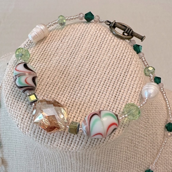 Handmade 2pc Necklace & Bracelet Set Enamel Butterfly Vintage Lamp Work Beads - Picture 16 of 16